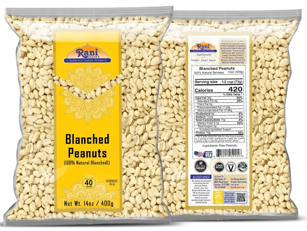 Rani Peanuts Skinless (Blanched, Uncooked) 14oz (400g)
