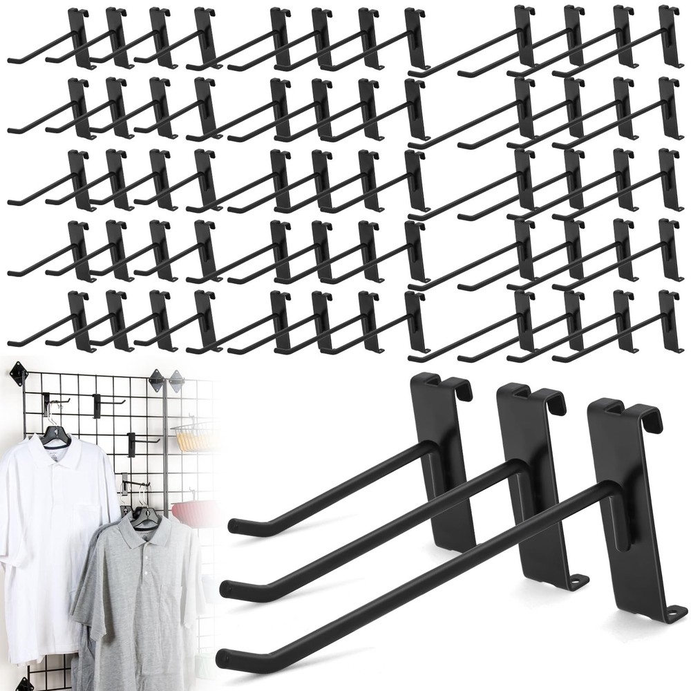 60 Pcs Gridwall Hooks, 4/6/8 Inch Grid Wall Hook Display for Gridwall Panel, ...