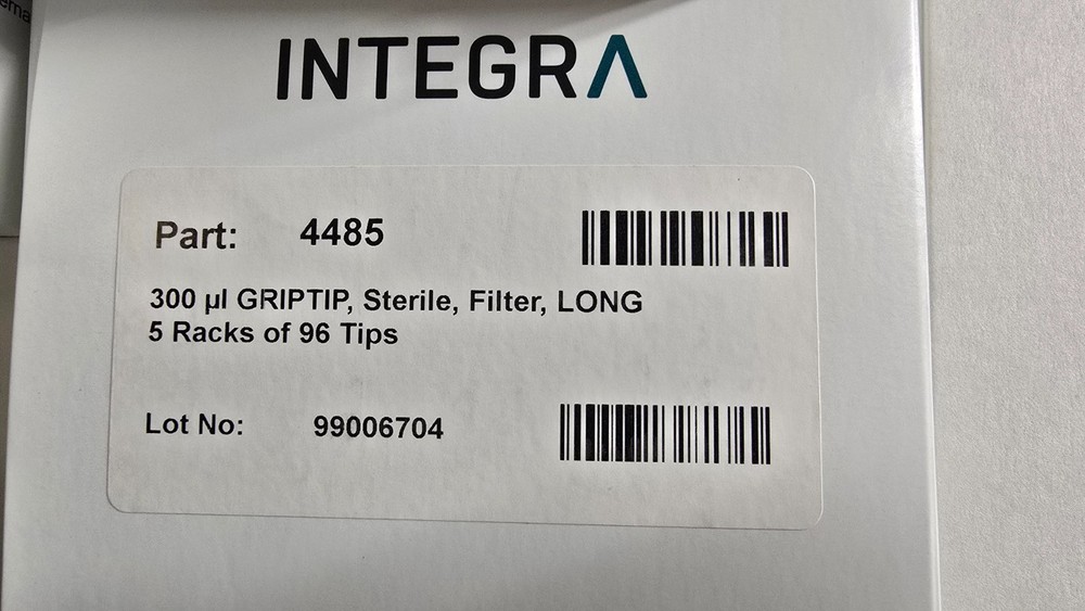 INTEGRA GripTips Pipette Tips 300µl, Filtered, Long, 4485, 5 Racks 96 Tips Each