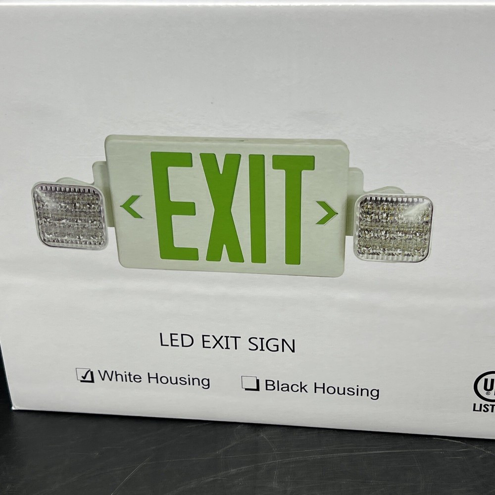 Green LED Exit Sign Emergency Light Adjustable Lamps Exit Combo UL listed 6 Pack