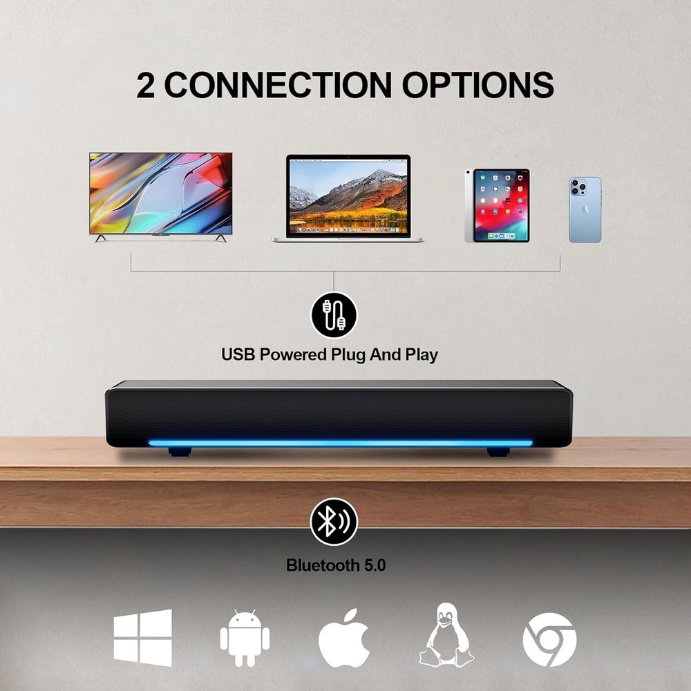 MARBOO Computer PC Bluetooth Soundbar Speakers Wireless USB Powered Laptop Deskt