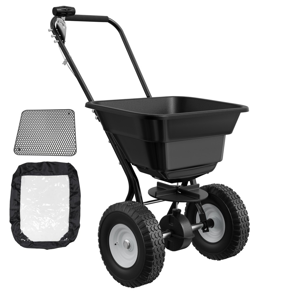 Fertilizer Spreader 80LBS Capacity 0–10FT Spreading Width Seed & Salt Spreader