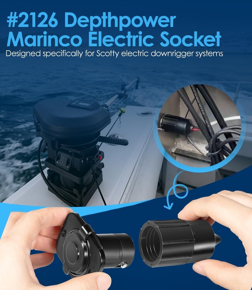 Replace for Scotty #2126 Depthpower Marinco Electric Socket , Black