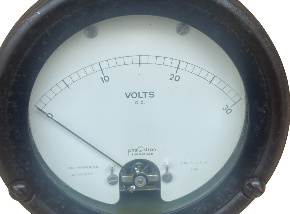 Phaostron Meter Ruggedized. 0- to-30 Volts D.C, 411-01577