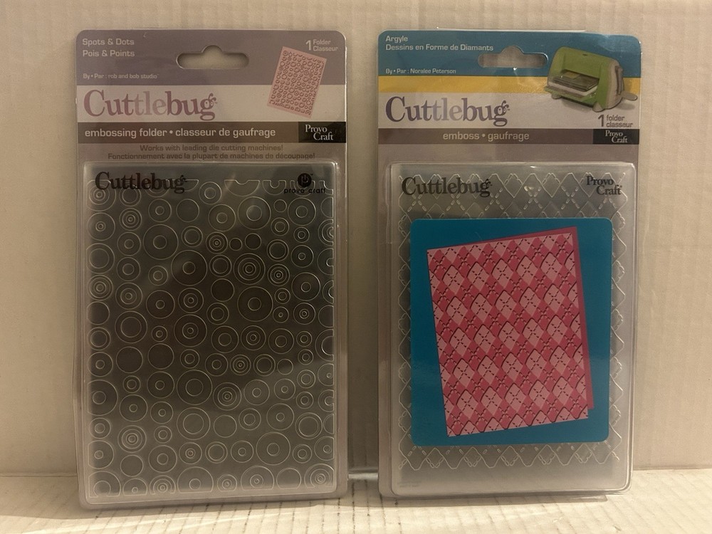 Provo Craft Cuttlebug Spots & Dots (1 embossing Folder) + Argyle (1 Folder)