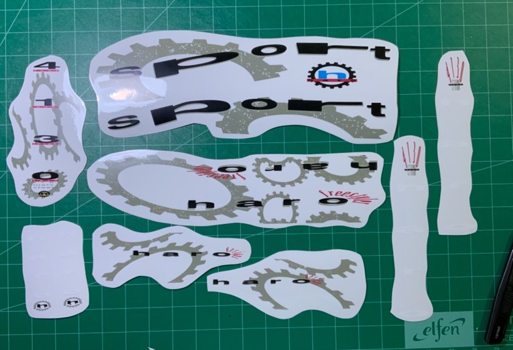 Haro Sport decals for yellow frame