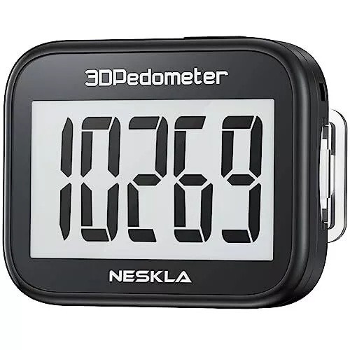 *NEW* 3D Pedometer for Walking, Simple Step Counter Black