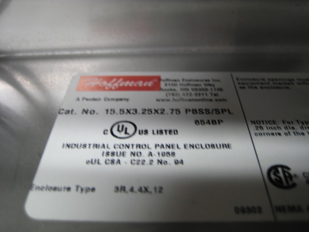 HOFFMAN 15.5X3.25X2.75 PBSS/SPL CONTROL ENCLOSURE UNMP