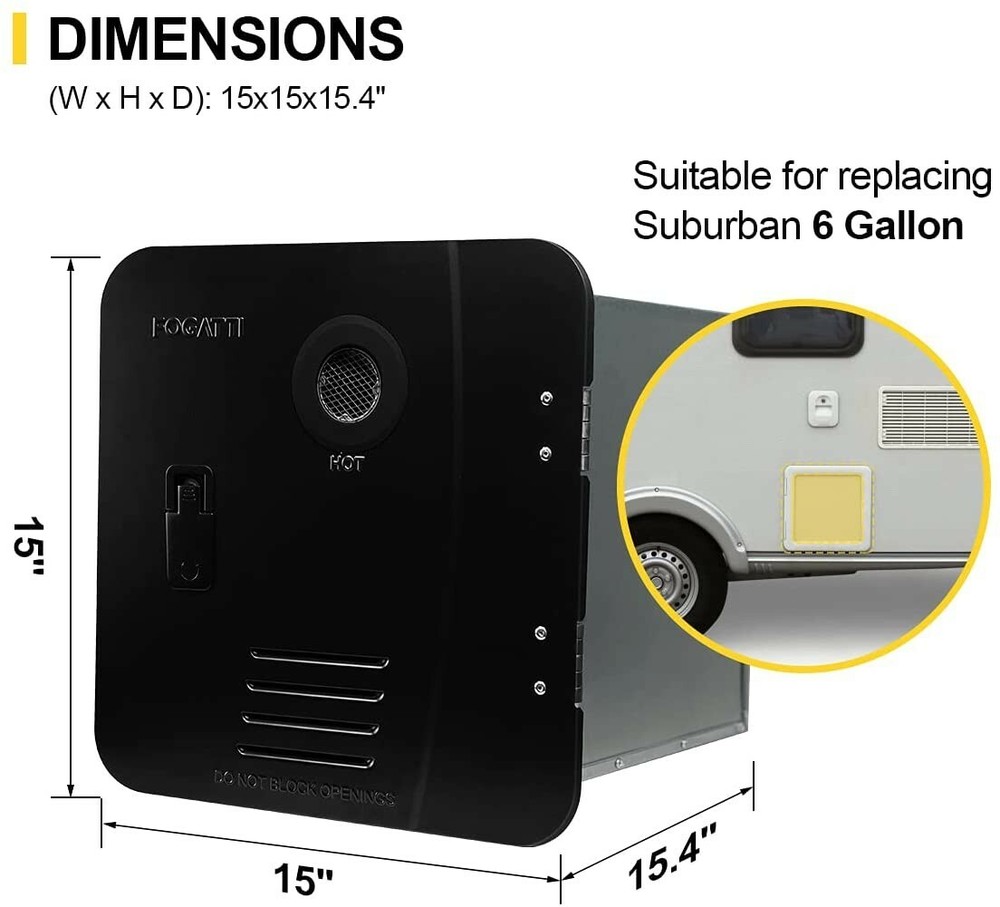 FOGATTI FS06B1 RV Tankless Water Heater 12V On-Demand Ice House-Camper-Trailer