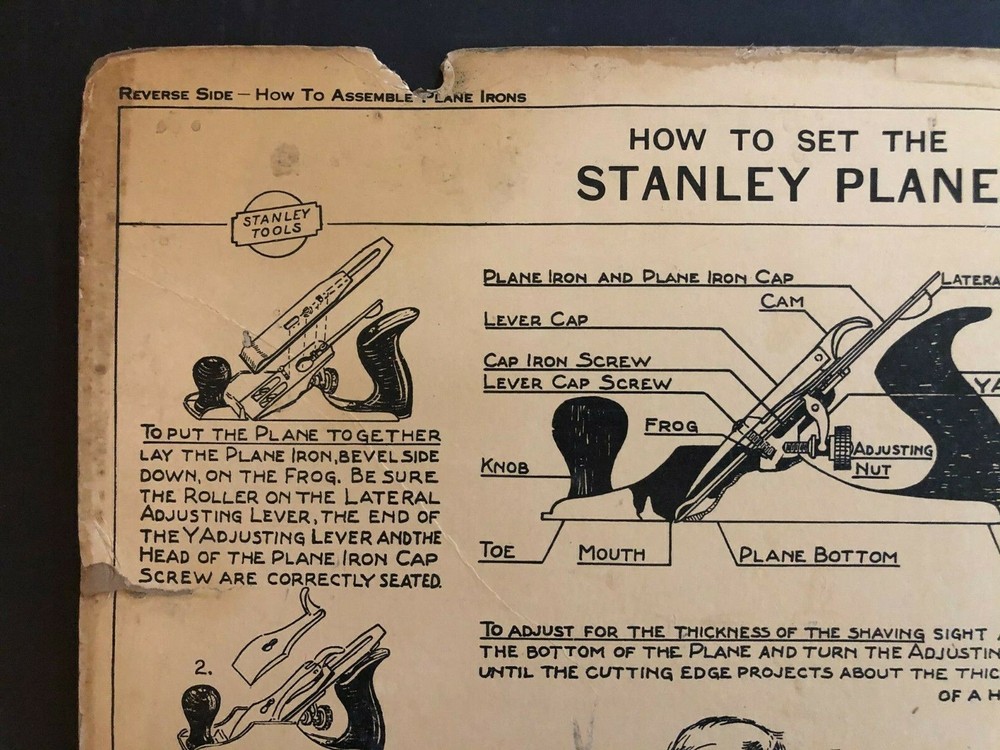 Vintage 1928 Stanley Tools Double Sided Pressboard Instructional Chart (14 / 14)