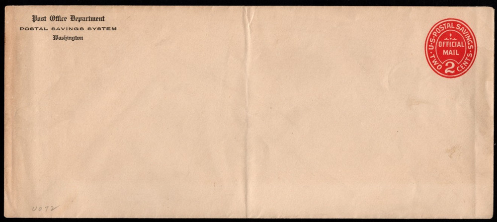 SC# UO72 - US Postal Savings - new w/ back flap open