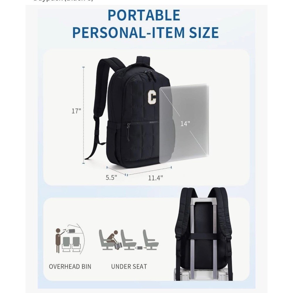 Initial "C" Quilted Puffer 14" Backpack Personalized Travel Backpack Daypack