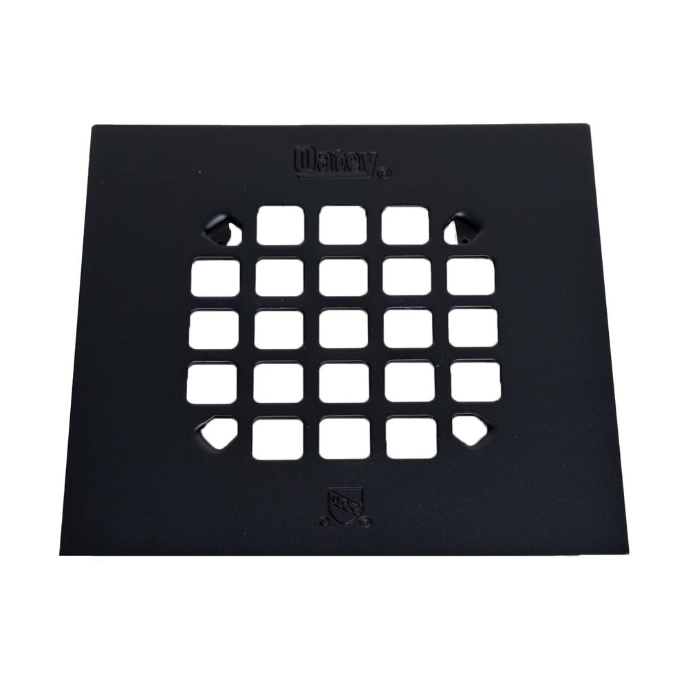 Universal 4-1/4 in. Square Snap-Tite Shower Strainer, Matte Black