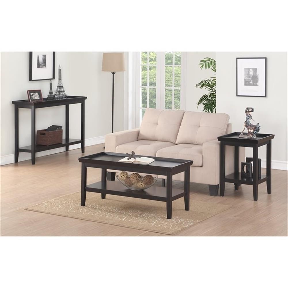 Pemberly Row Modern Console Table in Black Wood Finish