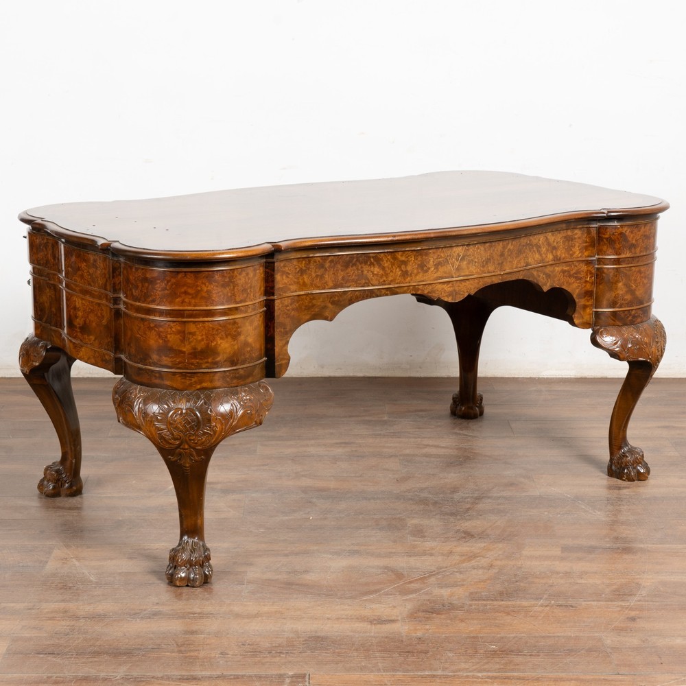 19th Century Rococo Walnut Six Drawer Desk from Denmark