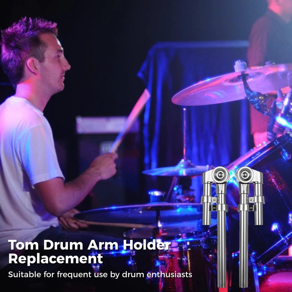 Adjustable Tom Drum Bracket Mounts - 2 Pack Holder Arm for Drums