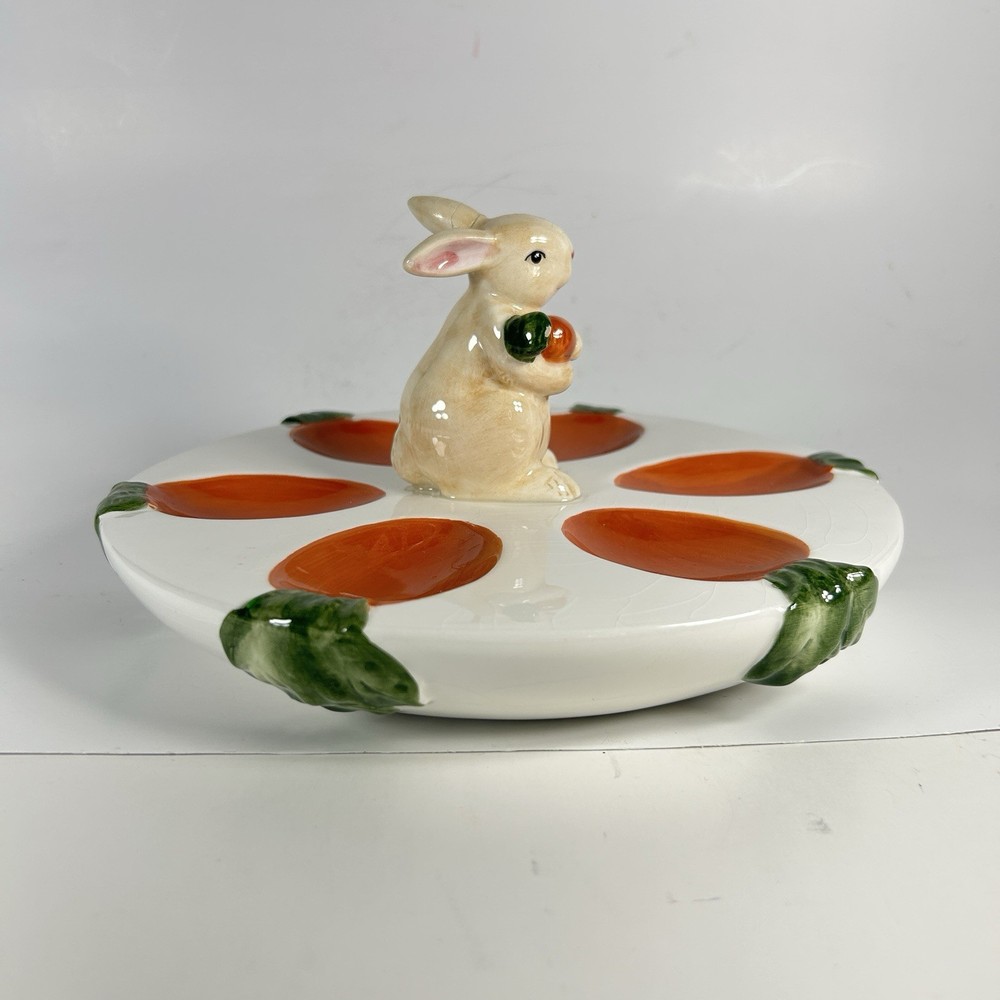HARRY and DAVID 3D Bunny Rabbit & Carrots Deviled Egg Serving Platter Easter