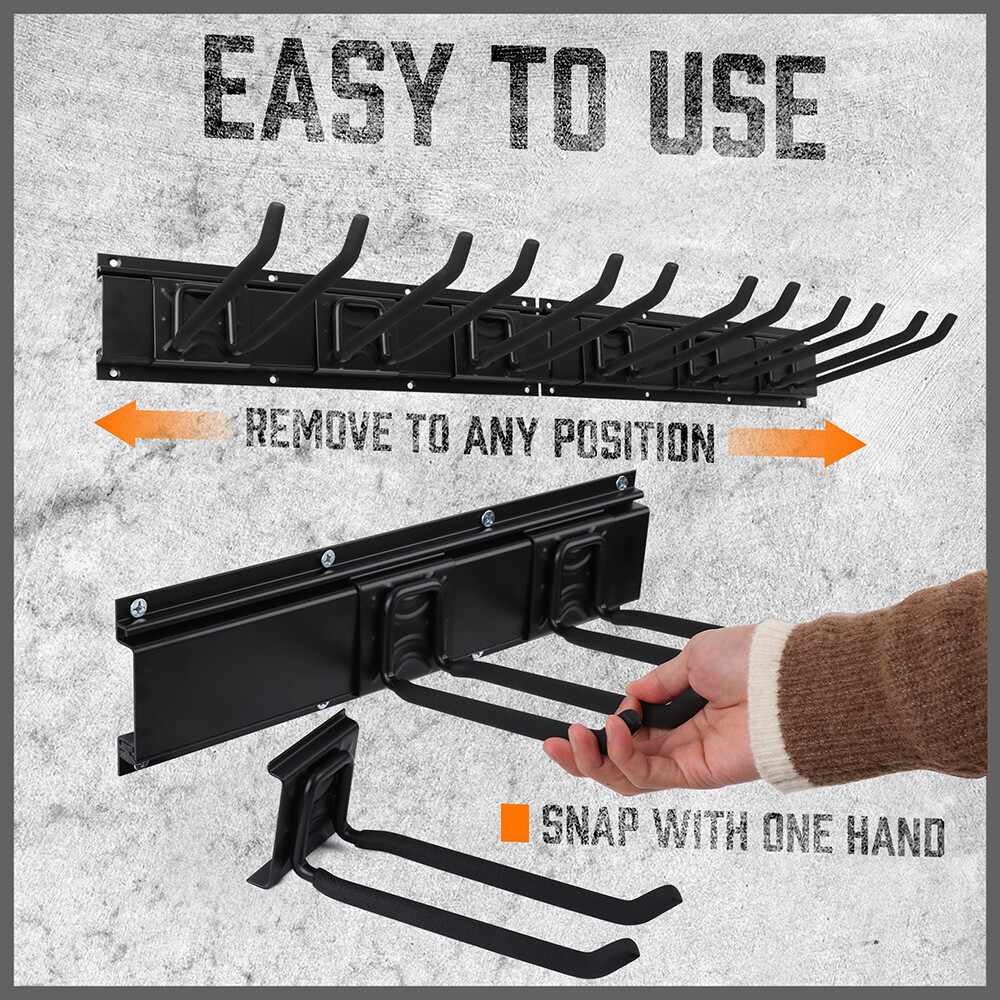 Garage Tool Organization 9pc Double Hooks Holder 64" Utility Rack Wall Mount