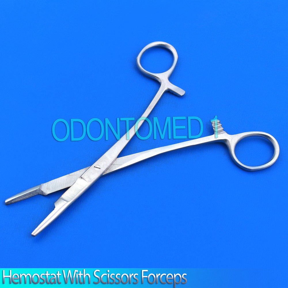 Hemostat With Scissors Stainless Steel Forceps 7.5"