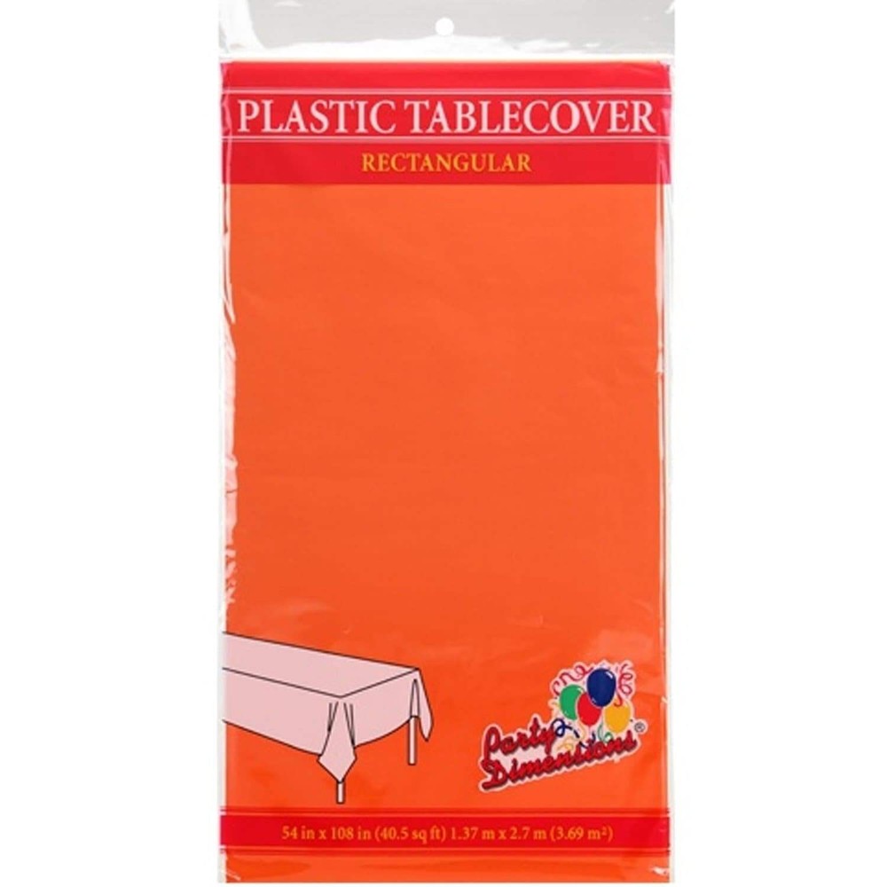 Tablecover Plastic Orange Rectangular 54'' X 108'' 1 Pack