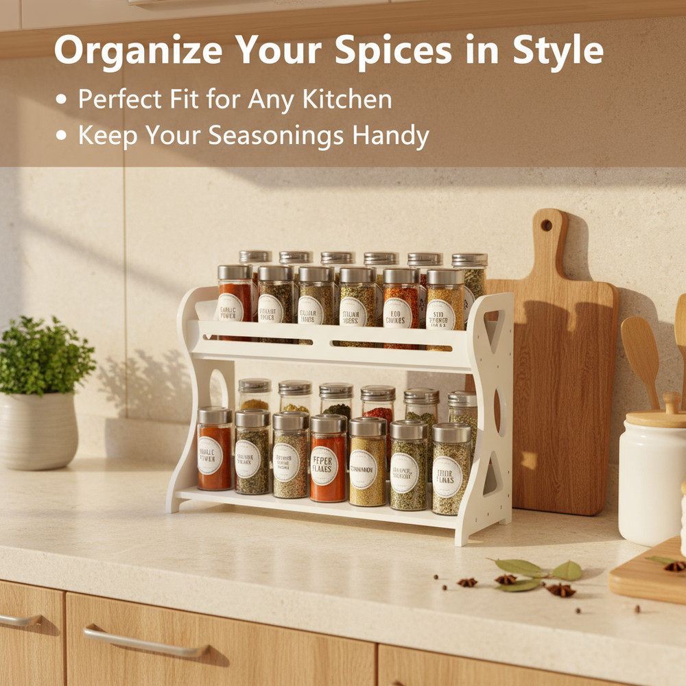 Spice Rack Storage Holder Space-Saving for Home Kitchen Countertop Organizer