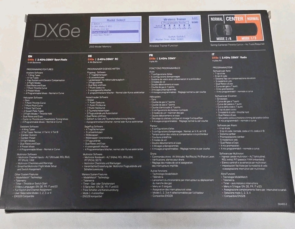 Spektrum DX6e 2.4GHz Console Transmitter Wireless Trainer, 250 Model Memory