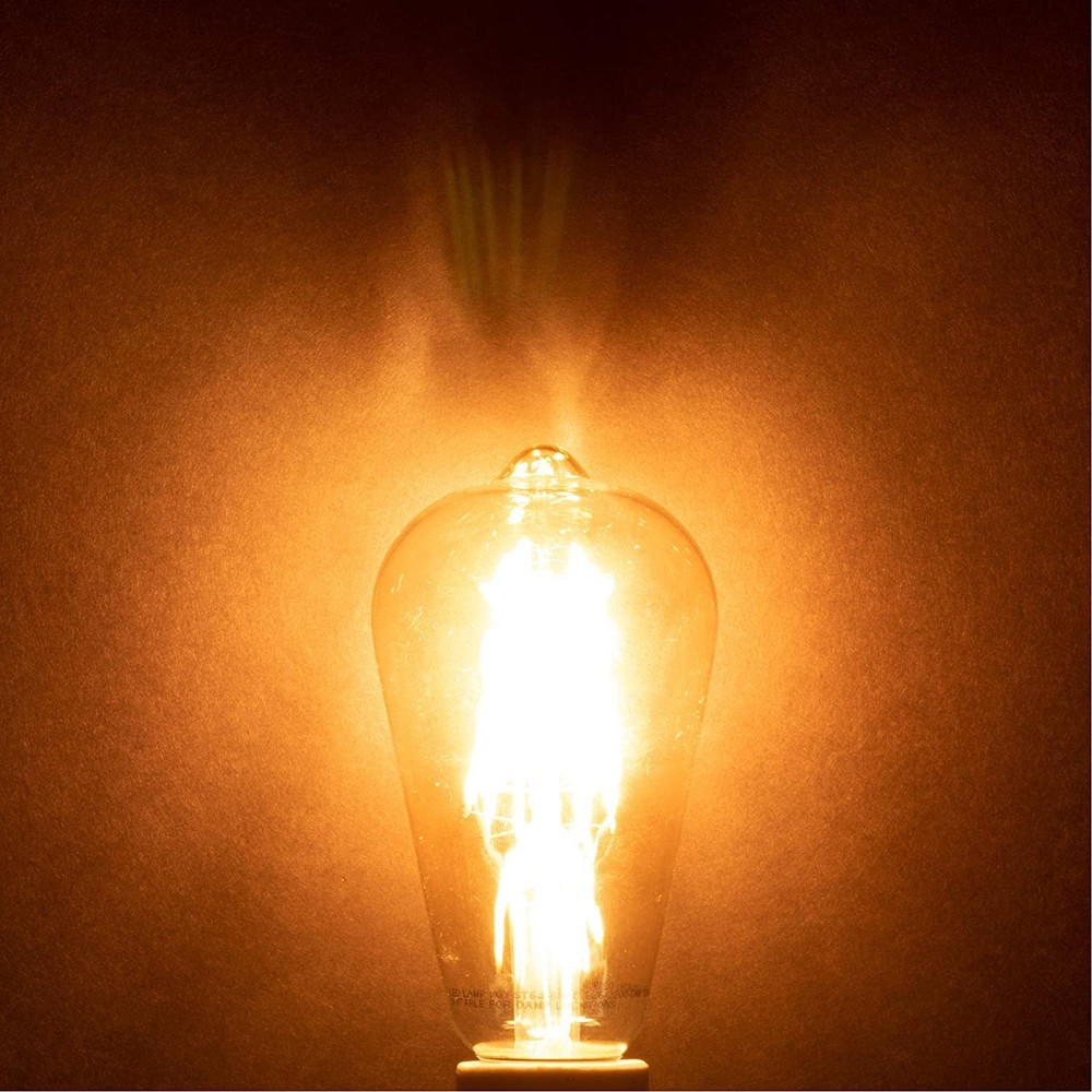 [6 Pack] LED Edison Filament ST21 6W 60W 120V Dimmable E26 2200K Warm Amber