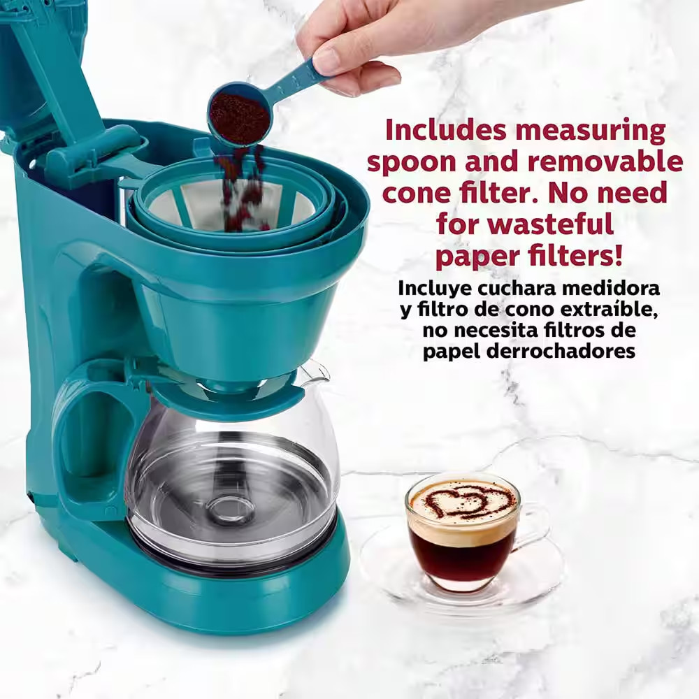 Everyday 5-Cup Teal Coffee Maker