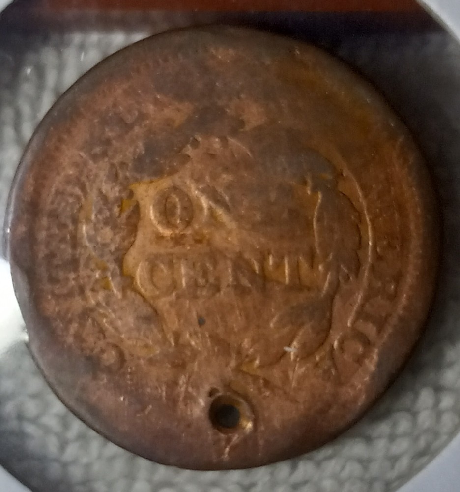 1849 Braided Hair Large Cent (Holed)