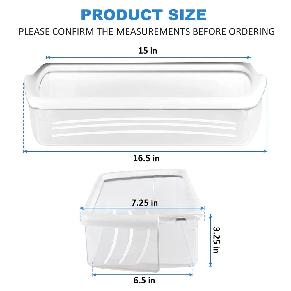 2 PACK Upgraded W10321304 Refrigerator Door Shelf Replacement 2 Pack, Clear