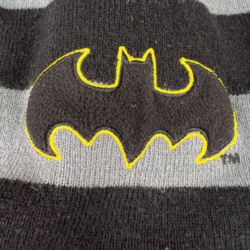 Batman DC Comics Striped Black Gray Beanie Hat Cap