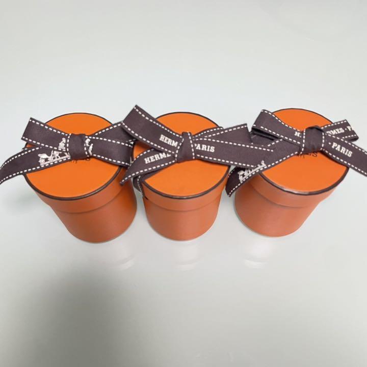 HERMES Twilly Empty Box 3 Set Gift Present Box With Ribbon Orange Used