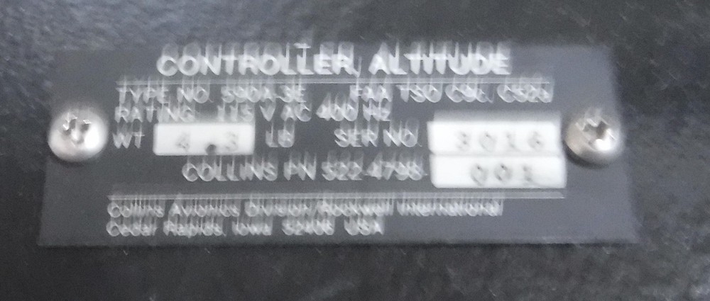 COLLINS 590A-3E CONTROLLER , ALTITUDE FREE SHIPPING