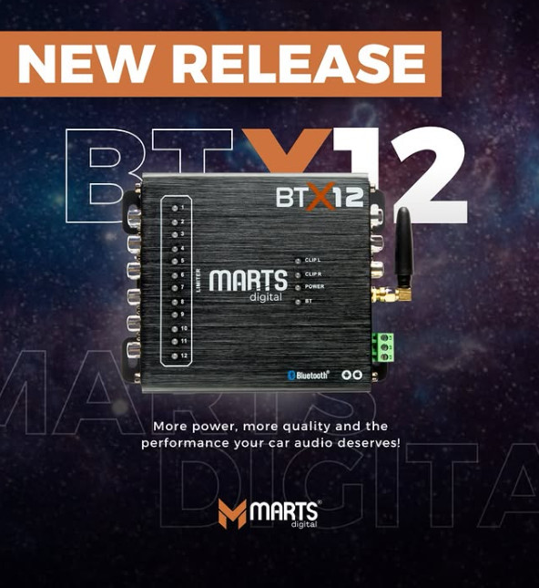 Marts Digital BTX12 DSP Processor 12 CH Bluetooth 31 Bd EQ 6 Aux Input NEW