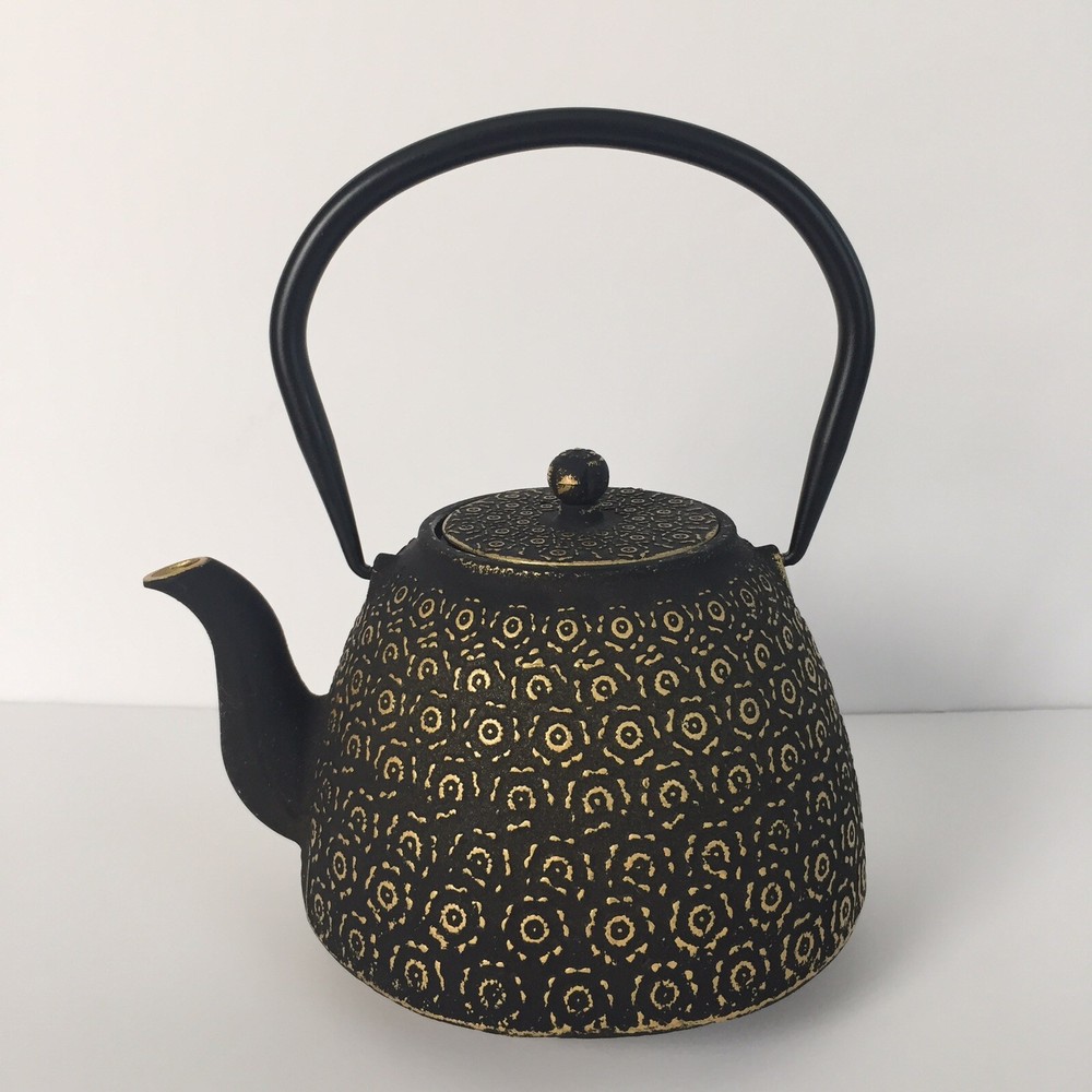 Black Gold Geometric Pattern Metal Ceramic Teapot Tea Steep Filter Basket Insert