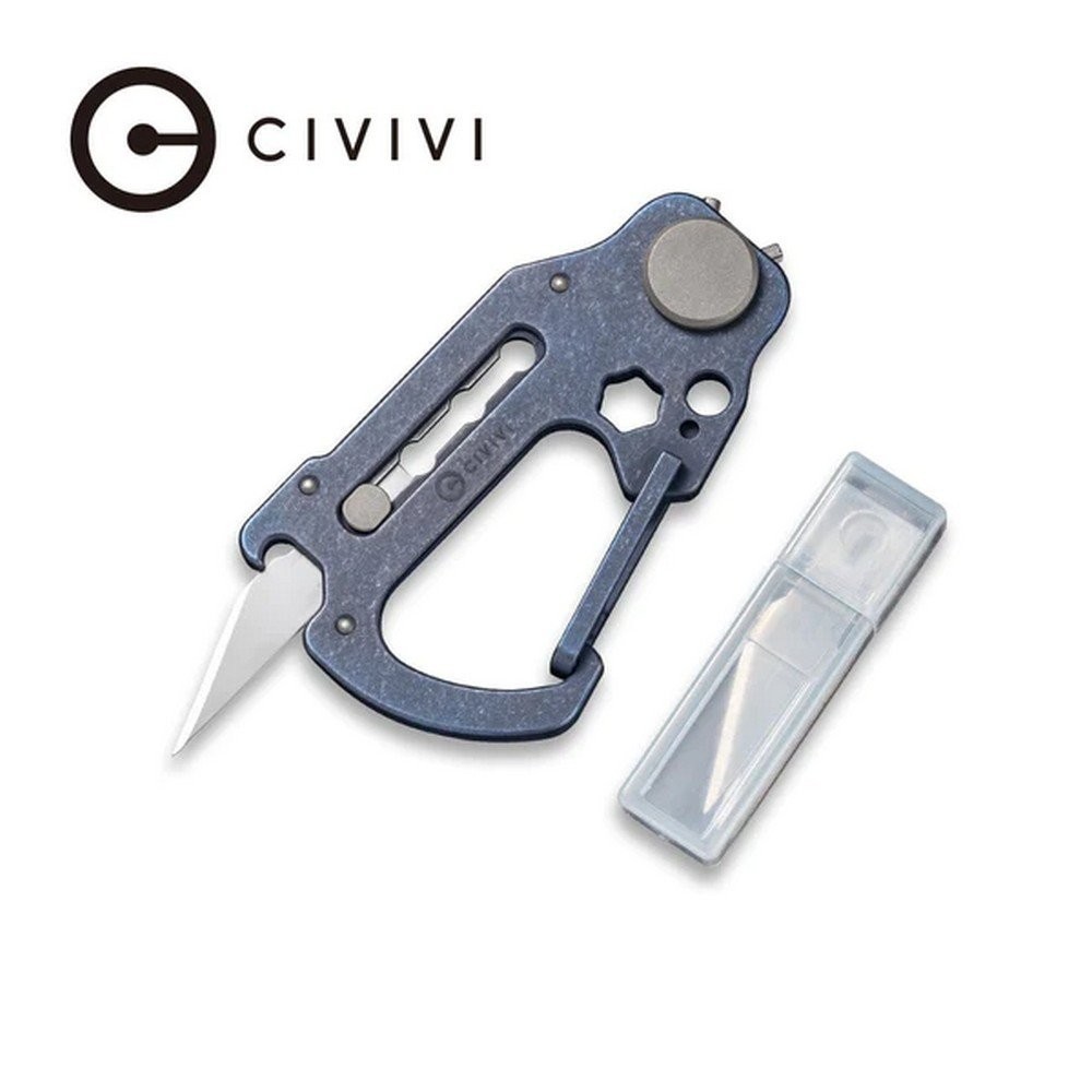 Civivi Polymorph Blue Titanium Retractable Blade Carabiner Multi-Tool - C20045-3