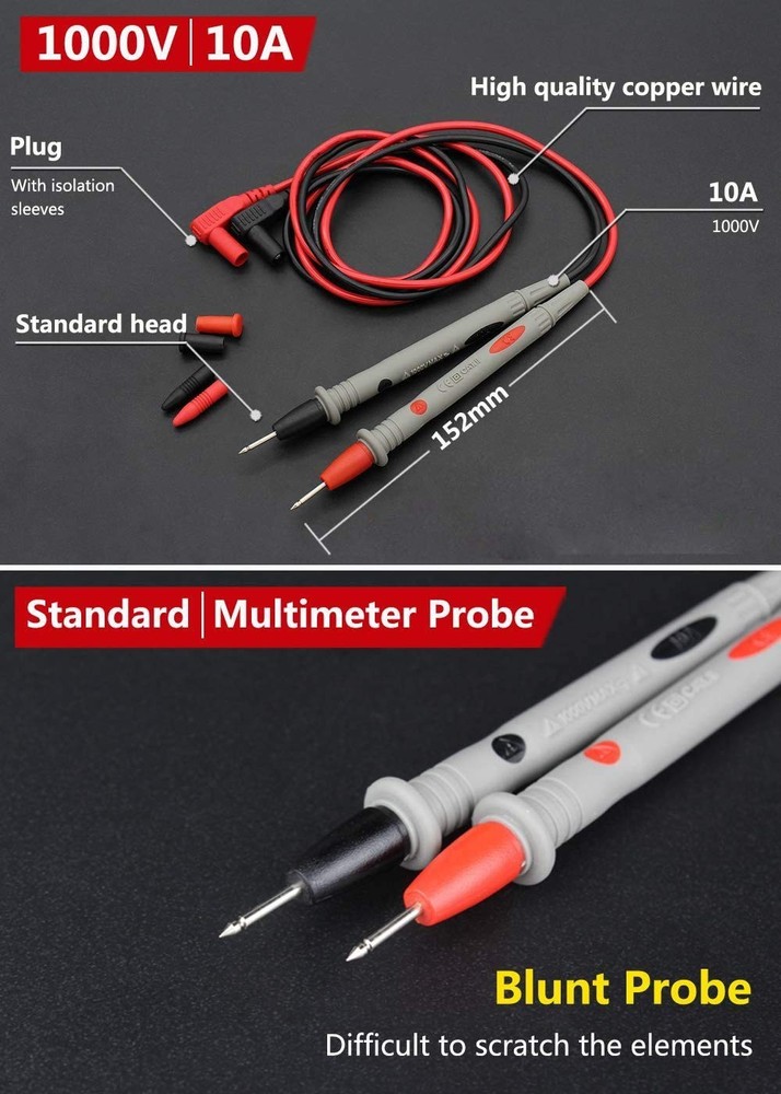 Banana Plug Multimeter Leads, 1000V 20A Digital Multi Meter Clamp Tester Pro...