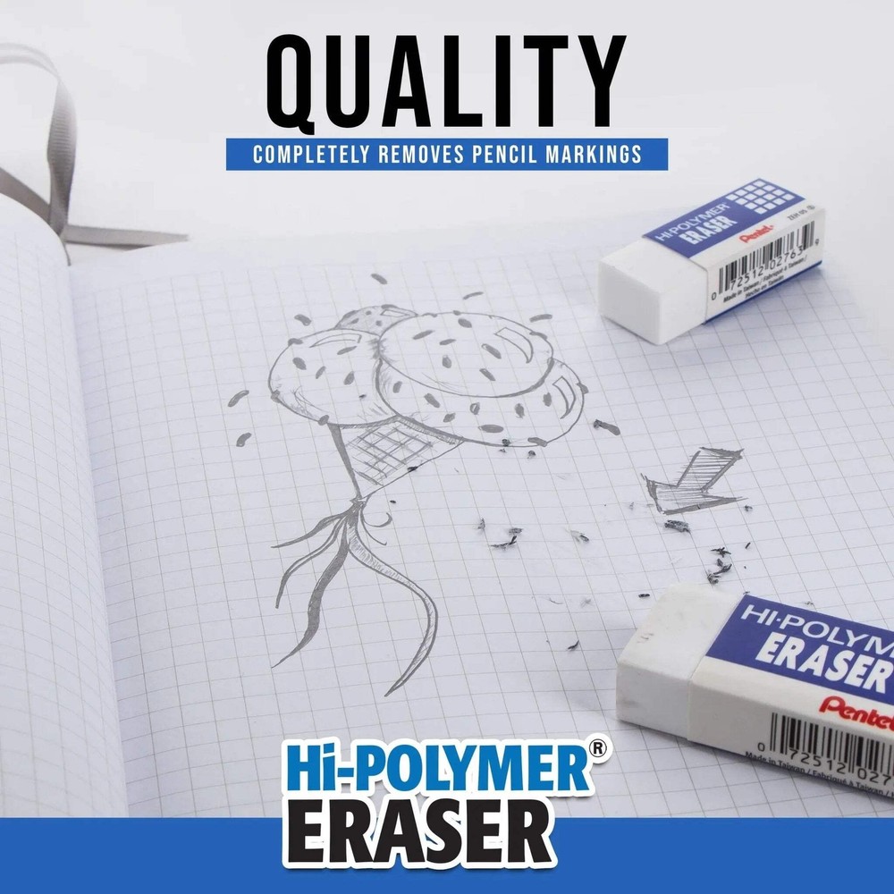 Pentel Hi-Polymer® Block Eraser Large Pink, 2 Pack