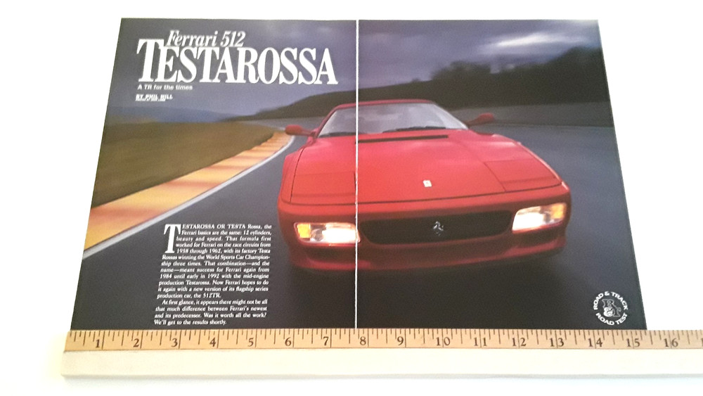 FERRARI 512 TESTAROSSA  ORIGINAL 1992 ARTICLE