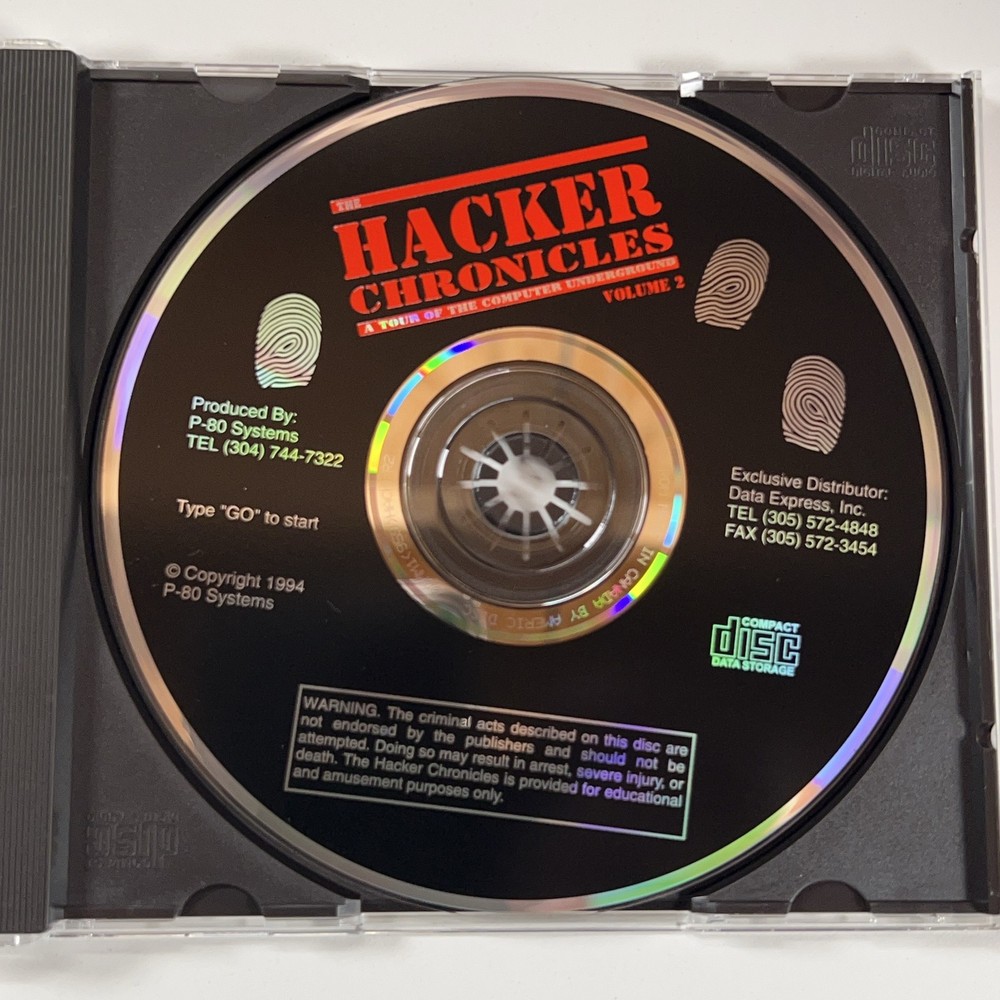 The Hacker Chronicles Volume II (PC CD-ROM, 1994) P-80 Systems DOS Software NEW!