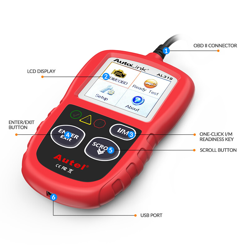 Autel Autolink AL319 OBD2 Scanner Code Reader Check Engine Fault Car Diagnostic