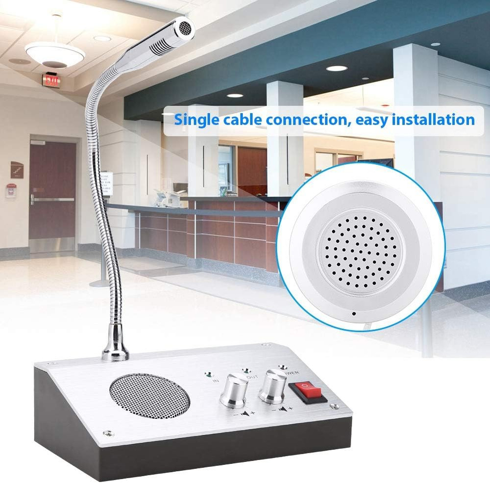 Intercom Dual Way System,Mic Speaker Window Counter Interphone Drive Thru Speake