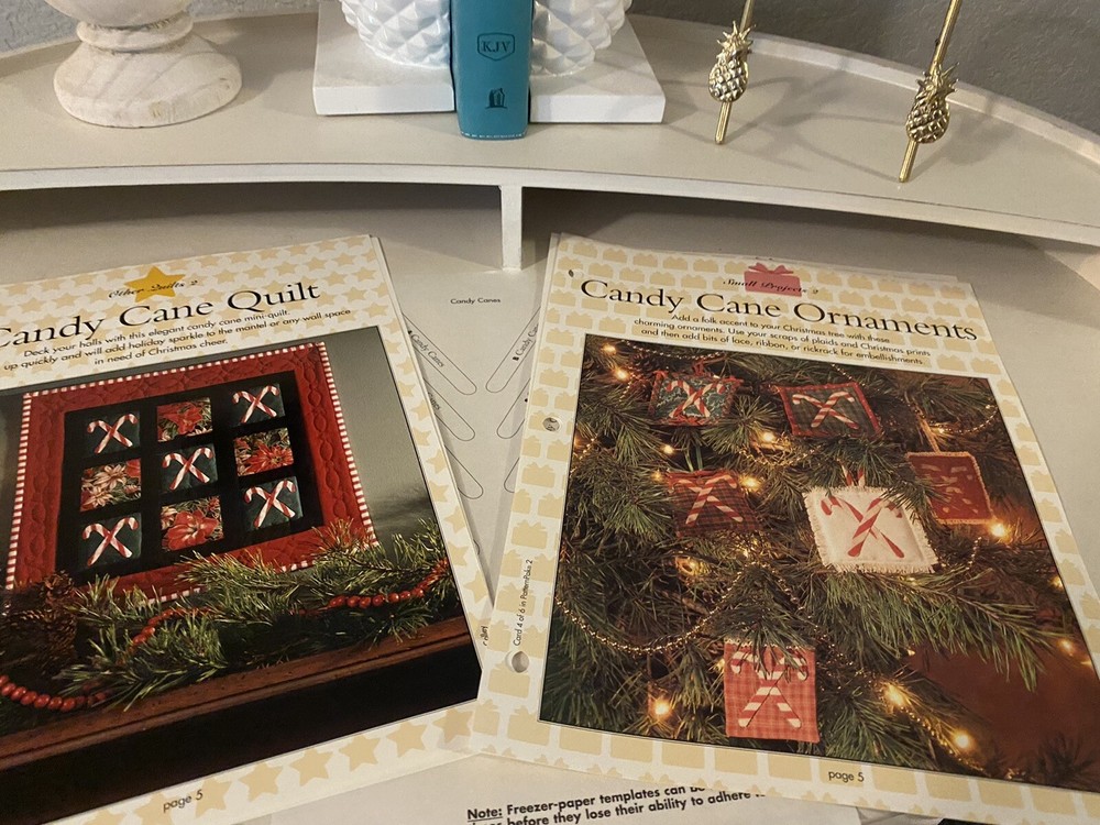 Candy Cane Wall Quilt Pattern & Candy Cane Quilted Holiday Ornaments Pattern