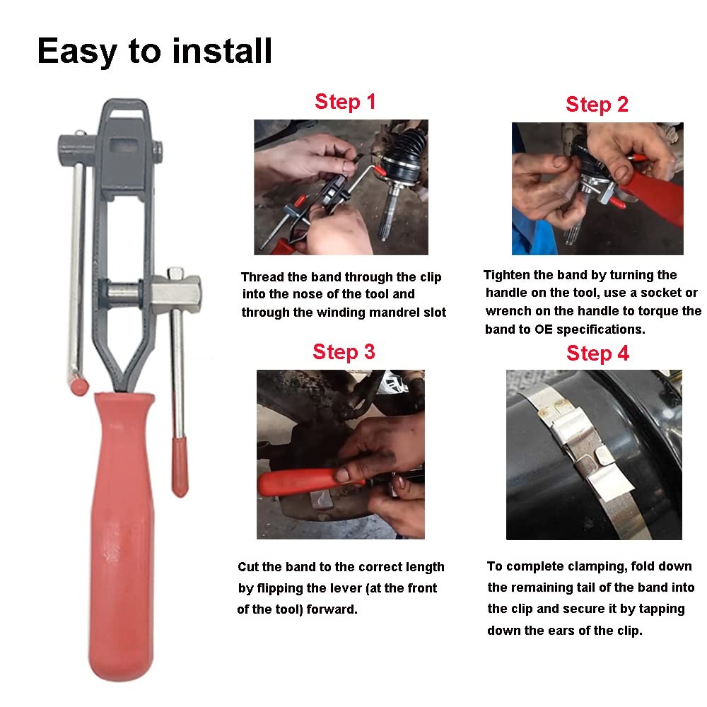 Tabazy CV Joint Banding Boot Axle Clamp Tool with Universal Adjustable Red