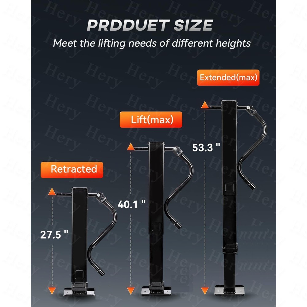 26" Lift 12000 lb Heavy-Duty Trailer Jack Weld-on Drop Leg Square Sidewind Stand