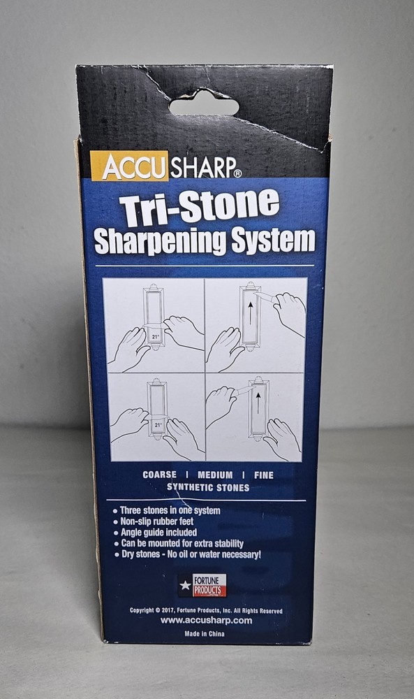 Accu Sharp Tri Stone Sharpening System Coarse Medium Fine Synthetic Stones