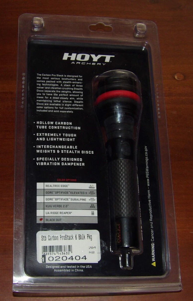 NEW Hoyt Carbon Pro Stack Bow Stabilizer- Black - 6" and 5.9 oz- ProStack
