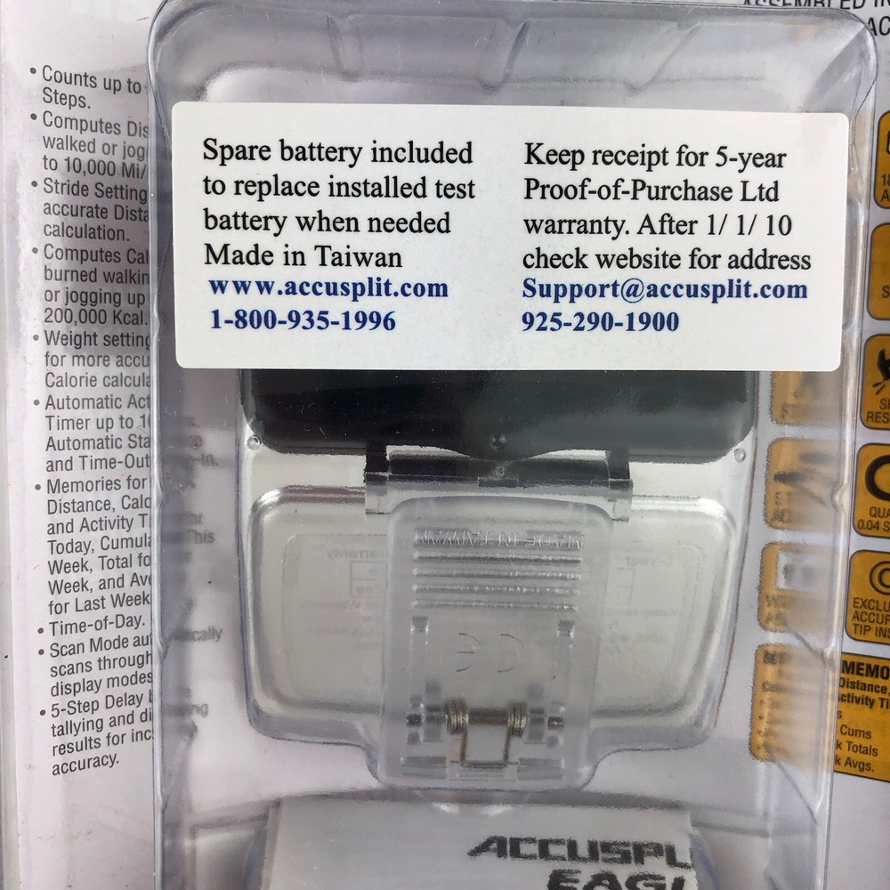 Accusplit Eagle Super Thin Memory Pedometer AE1691M17 W/ Steps Distance Calories