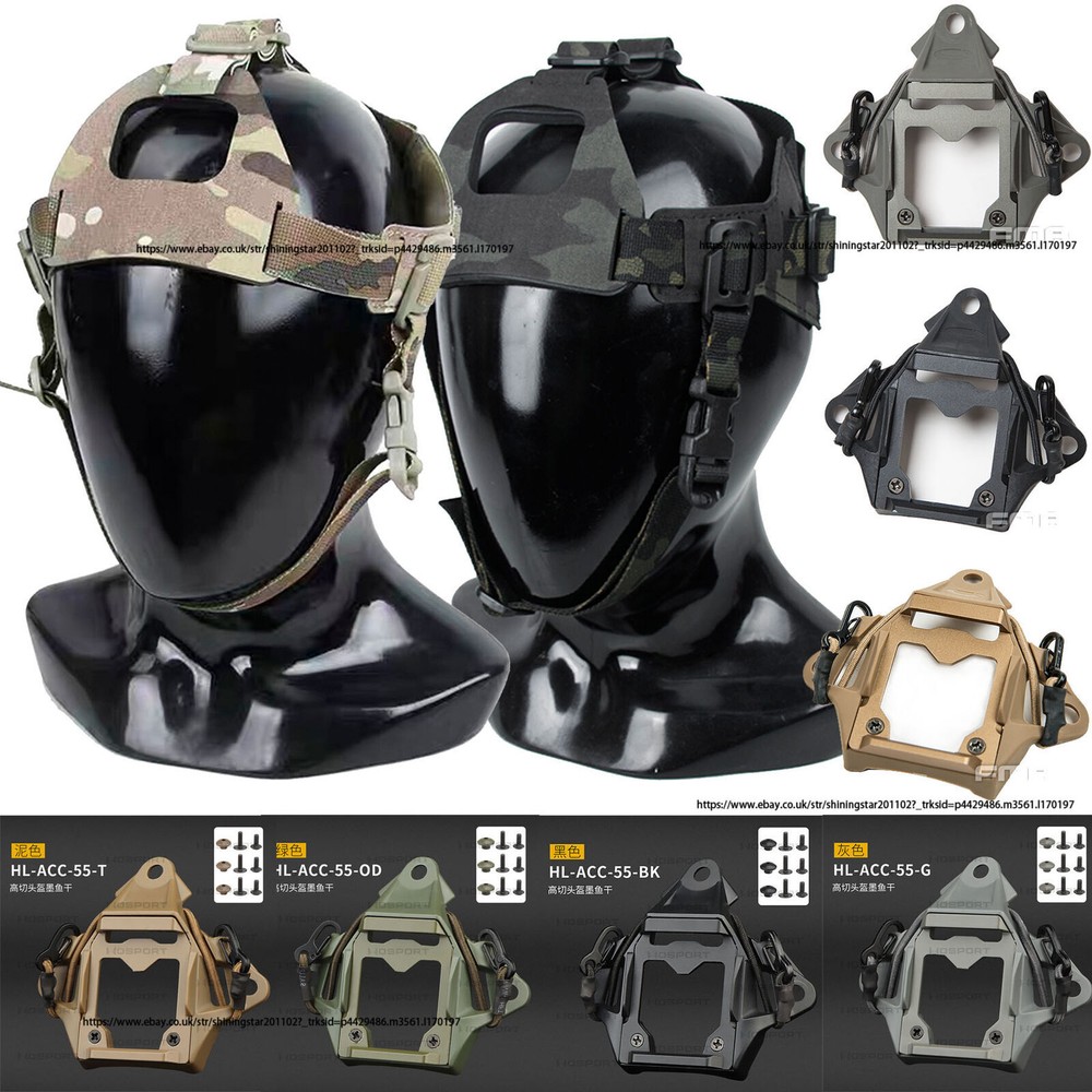 Tactical Night Vision Head Harness Strap NVG Mount Frame / 3-Hole Shroud Adapter