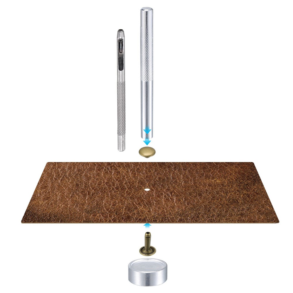 50 Sets Leather Rivets, 9mm Double Cap Rivets 12mm Height Studs, Bronze Tone